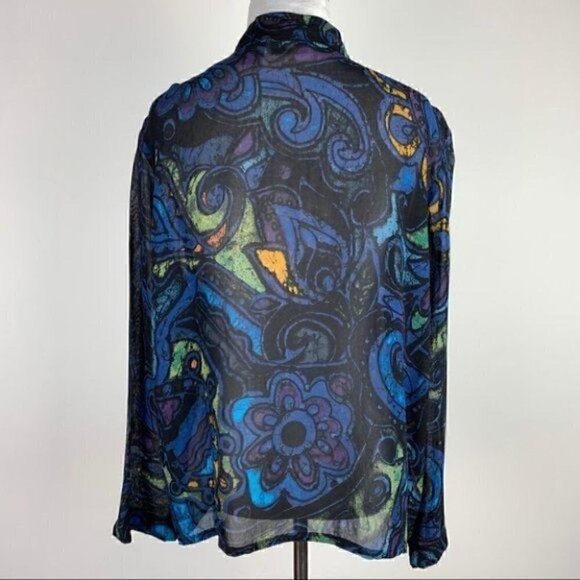 Chicos top size 2 L 12 multicolored floral artsy - Picture 3 of 7